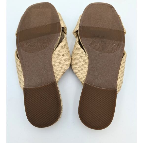 Nordstrom Cerise Faux Leather Weave Slide Sandal Women's Beige Size US6.5 - Picture 8 of 9